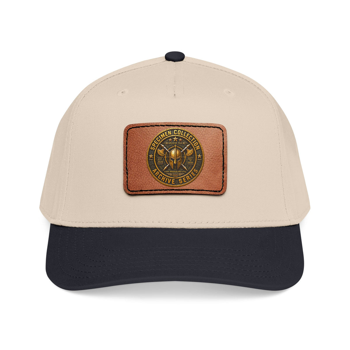 Mid Profile Baseball Cap with Leather Patch (Rectangle)
